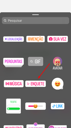 Instrução sobre como fazer enquetes sobre Marketing Digital no Instagram
