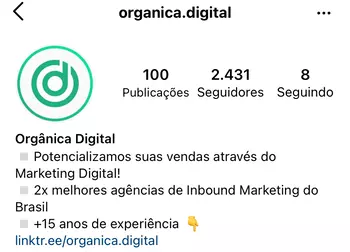 Biografia do Instagram da Orgânica Digital