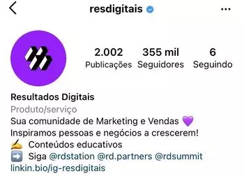 Biografia do Instagram da Resultados Digitais