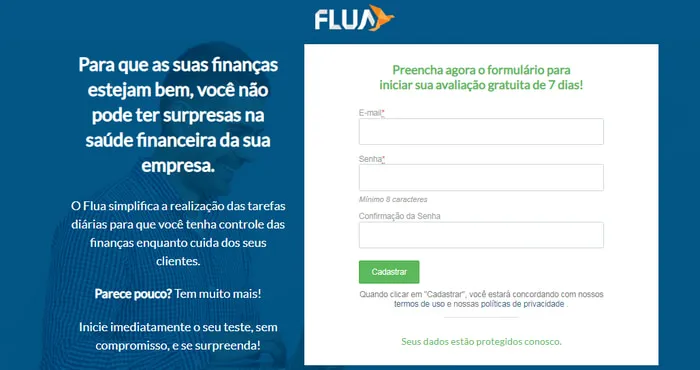 Exemplo de landing page - Flua