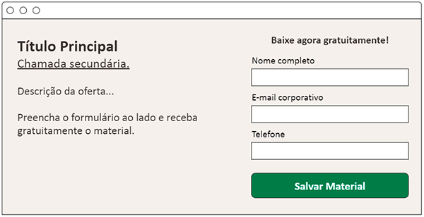 Exemplo de landing page