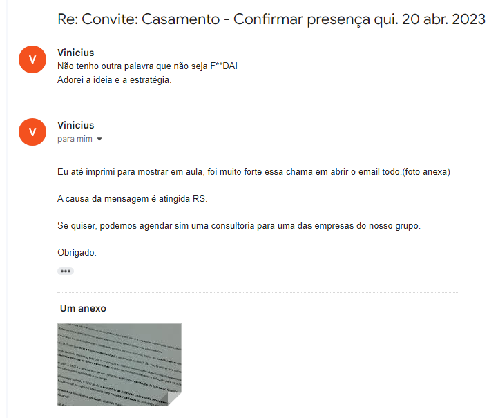 Print de mensagem de e-mail