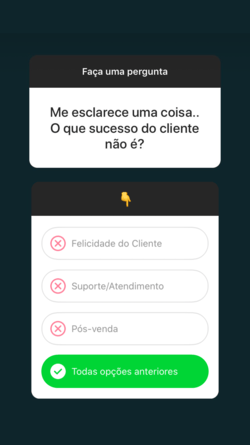 Stories no Instagram com caixa de perguntas e teste