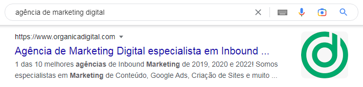 Orgânica no Google para agência de Marketing Digital