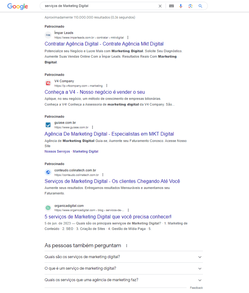 Orgânica no Google para serviços de Marketing Digital