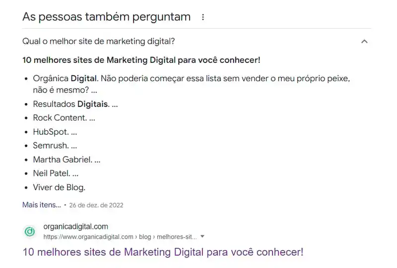 Orgânica no Google para sites de Marketing Digital