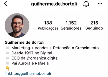 Biografia do Instagram de Guilherme de Bortoli
