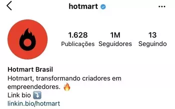 Biografia do Instagram da Hotmart
