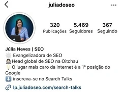 Print de perfil de Júlia Neves no Instagram