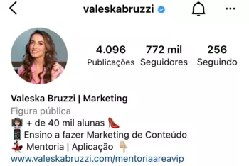Biografia do Instagram da Valeska Bruzzi