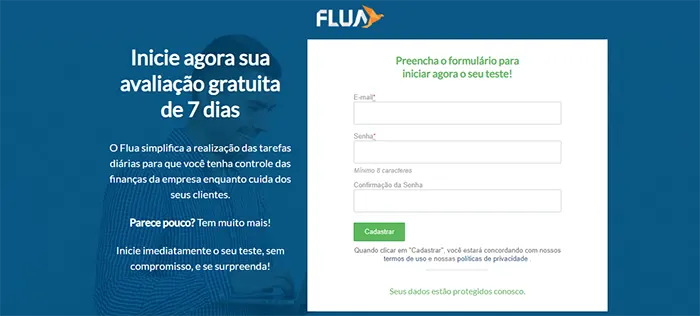 Exemplo de Landing Page - Flua