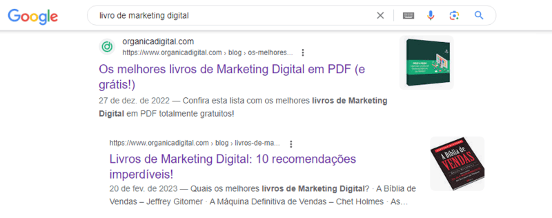 Pesquisa no Google para Livro de Marketing Digital