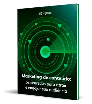 Capa de livro com radar verde e o texto: Marketing de Conteúdo: os segredos para atrair, engajar e transformar sua Audiência em Clientes